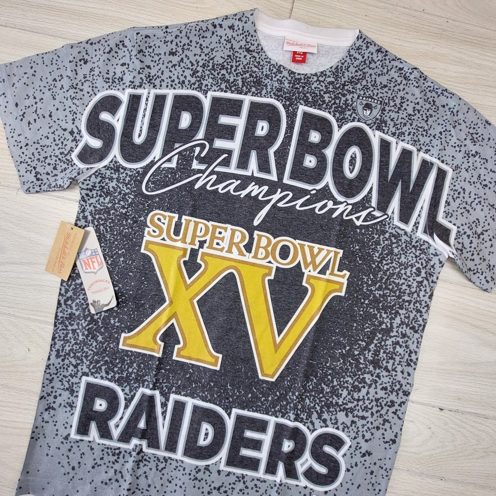 Mitchell Ness NFL‎ Raiders Super Bowl XV Champions T Shirt Mens Medium Gray New